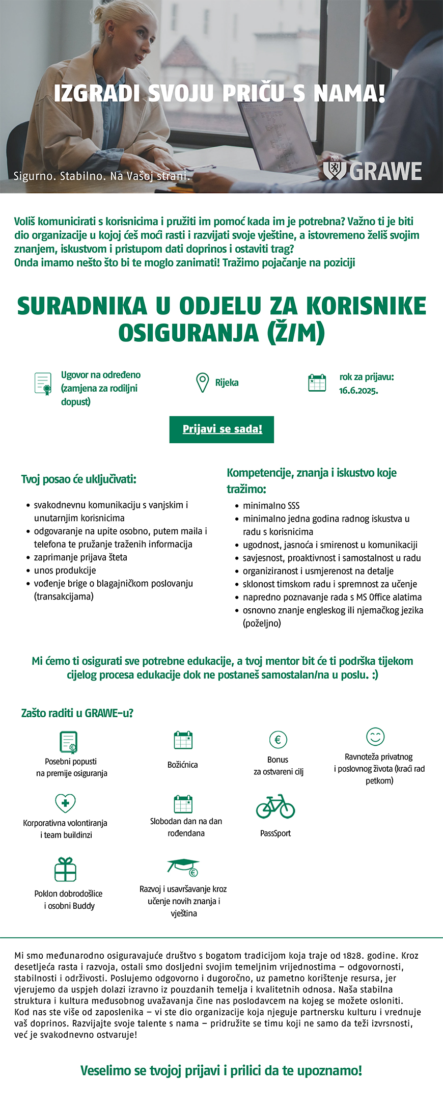 GRAWE - Suradnik u Odjelu za korisnike osiguranja (ž/m) - Rijeka
