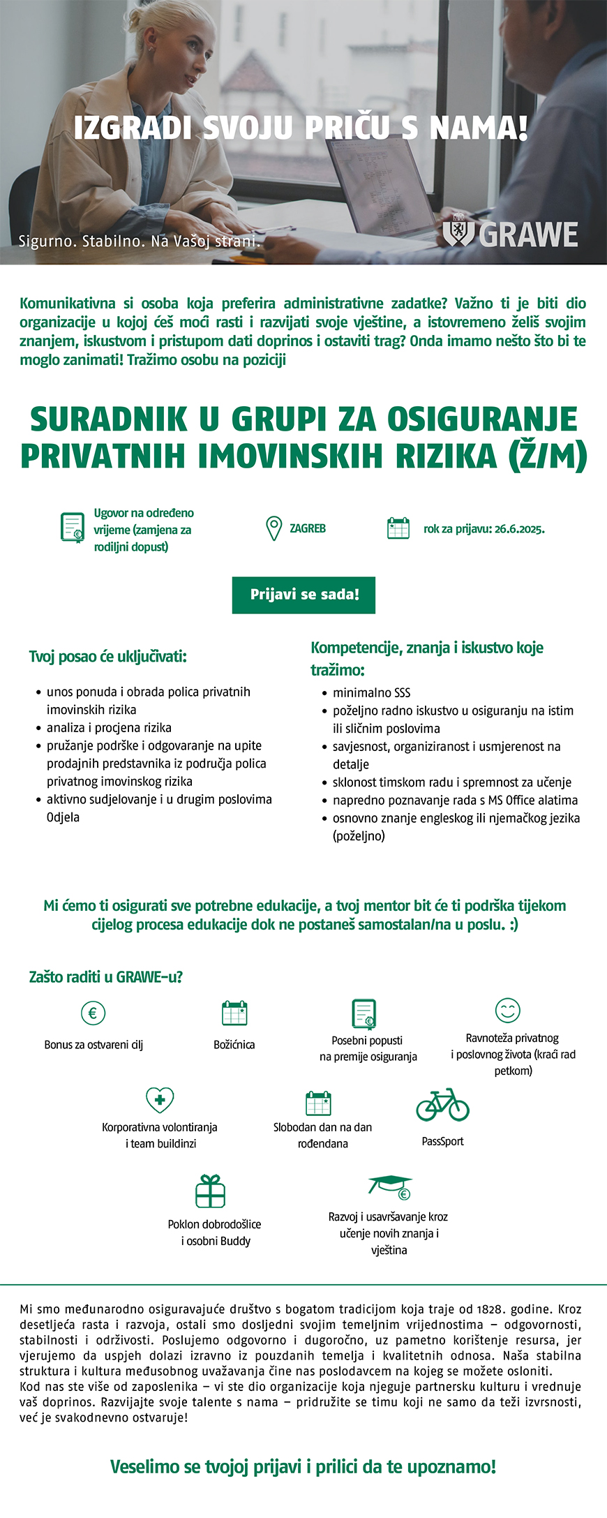 GRAWE - Suradnik u grupi za osiguranje privatnih imovinskih rizika (ž/m) - Zagreb