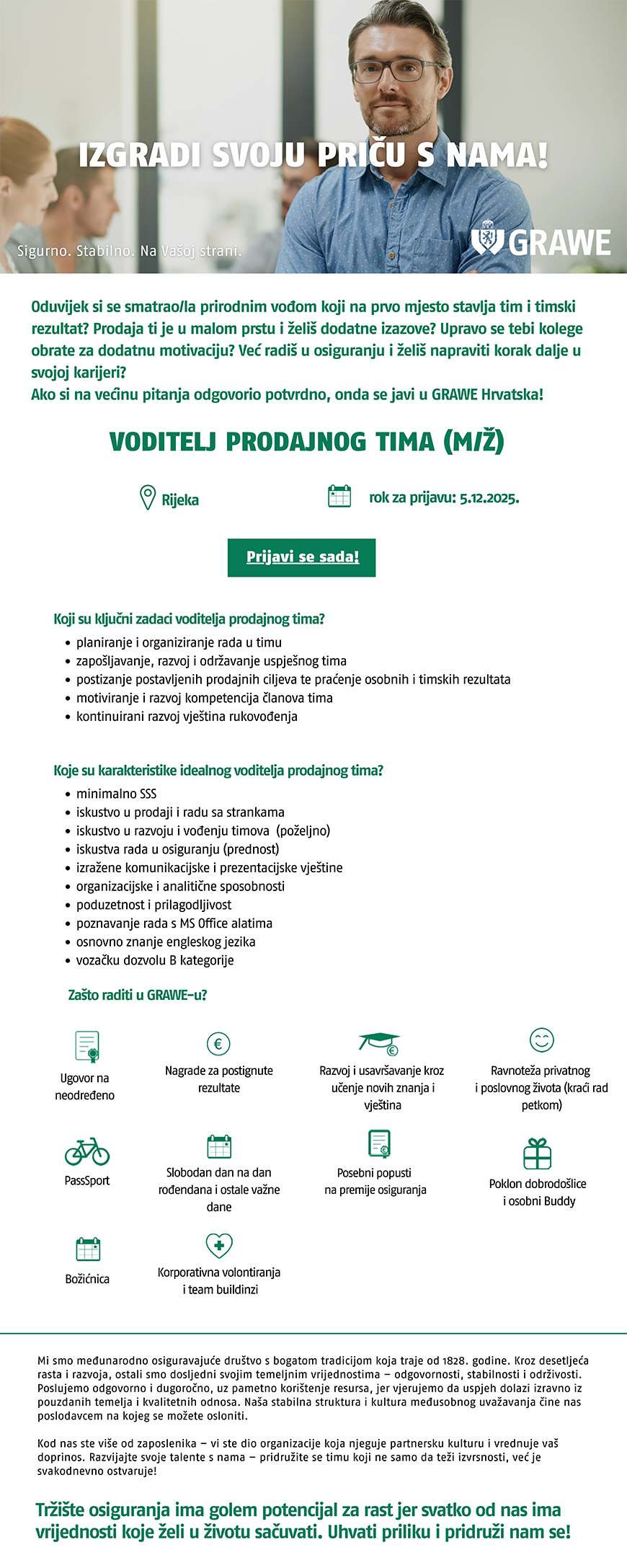 GRAWE - Voditelj prodajnog tima (m/ž) - Rijeka
