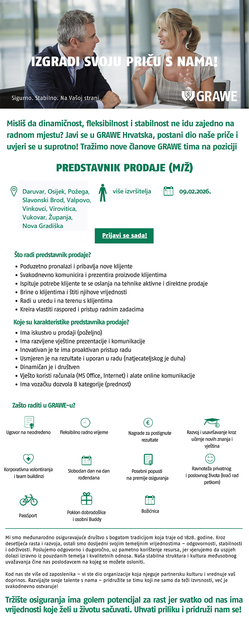 GRAWE - Predstavnik prodaje (m/ž) - Istočna Hrvatska