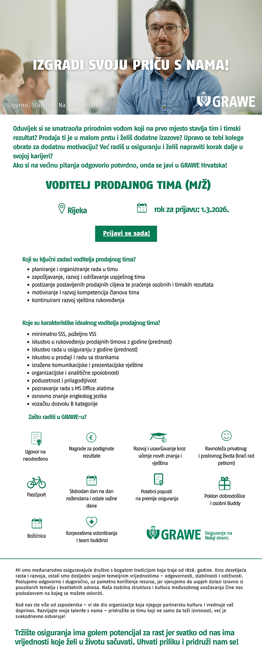 GRAWE - Voditelj prodajnog tima (m/ž) - Rijeka