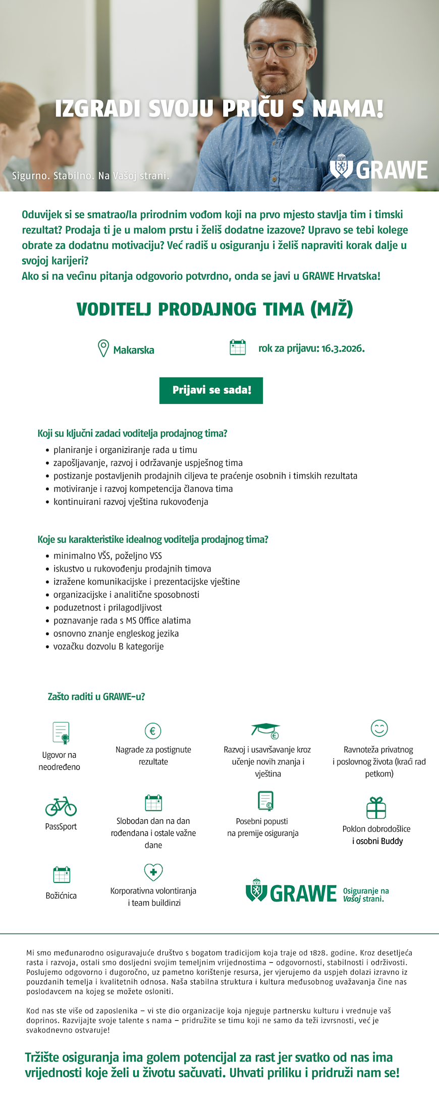 GRAWE - Voditelj prodajnog tima (m/ž) - Rijeka