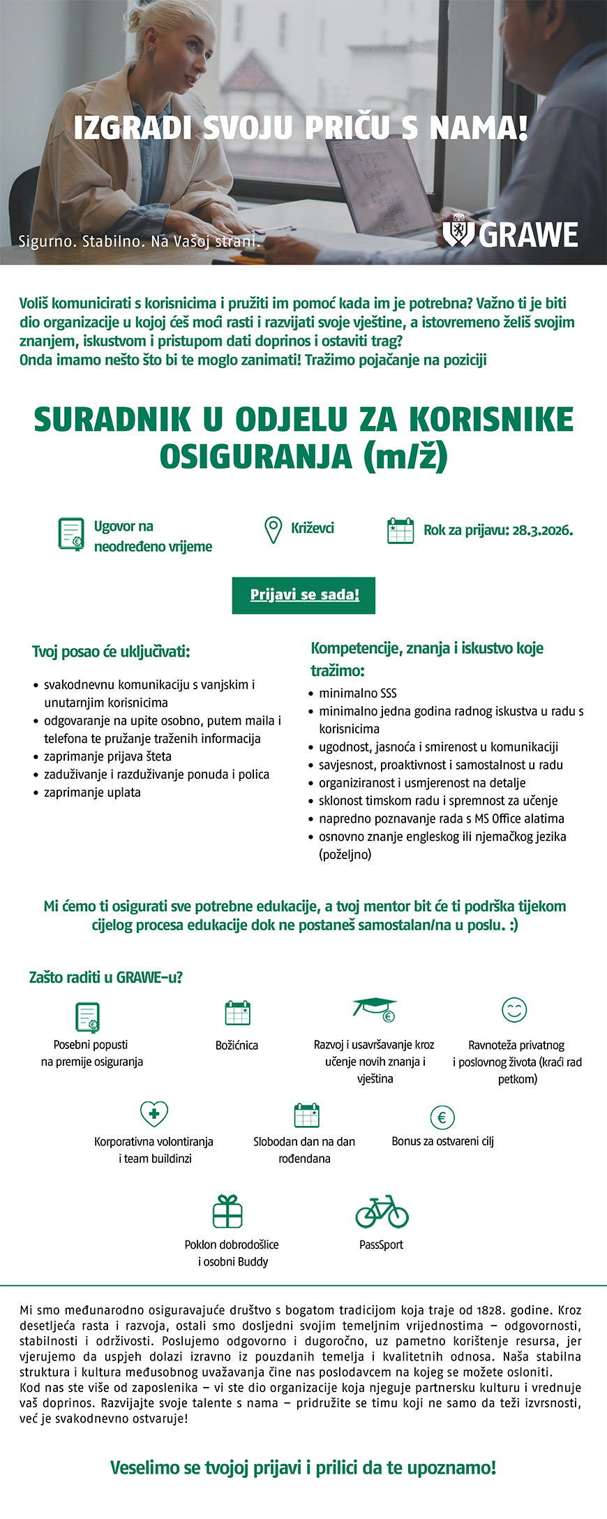 GRAWE - Suradnik u Odjelu za korisnike osiguranja (m/ž) - Križevci